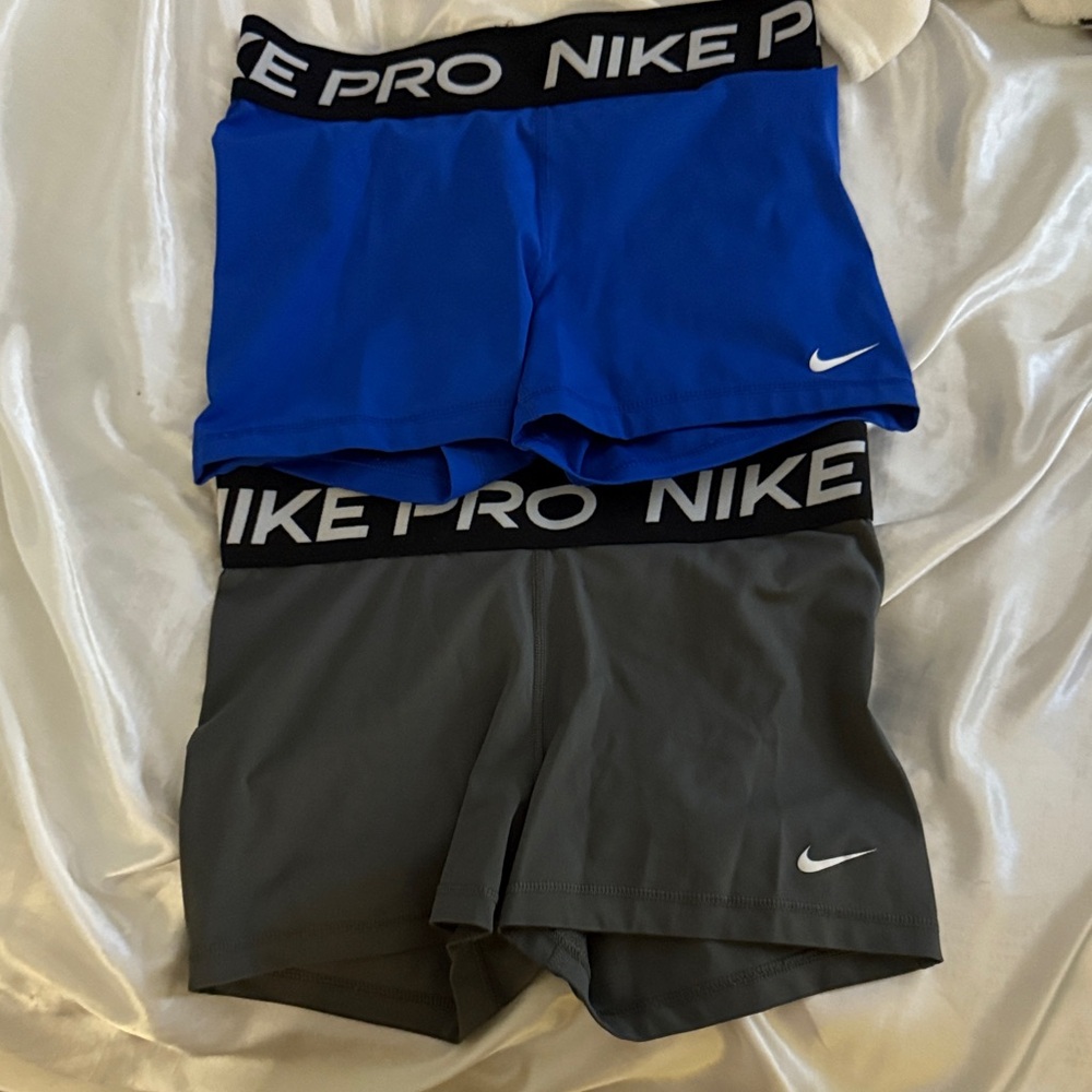 Nike Pro Blue and Gray Athletic Shorts